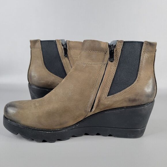 Bussola Womens Chelsea Ankle Boots Round Toe Leather Silk Nubuck Stone 40 / 9 US - Picture 4 of 11